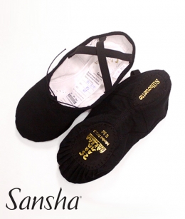 Sansha - NO.3 소프트슈즈 (검정 X끈) 천슈즈
